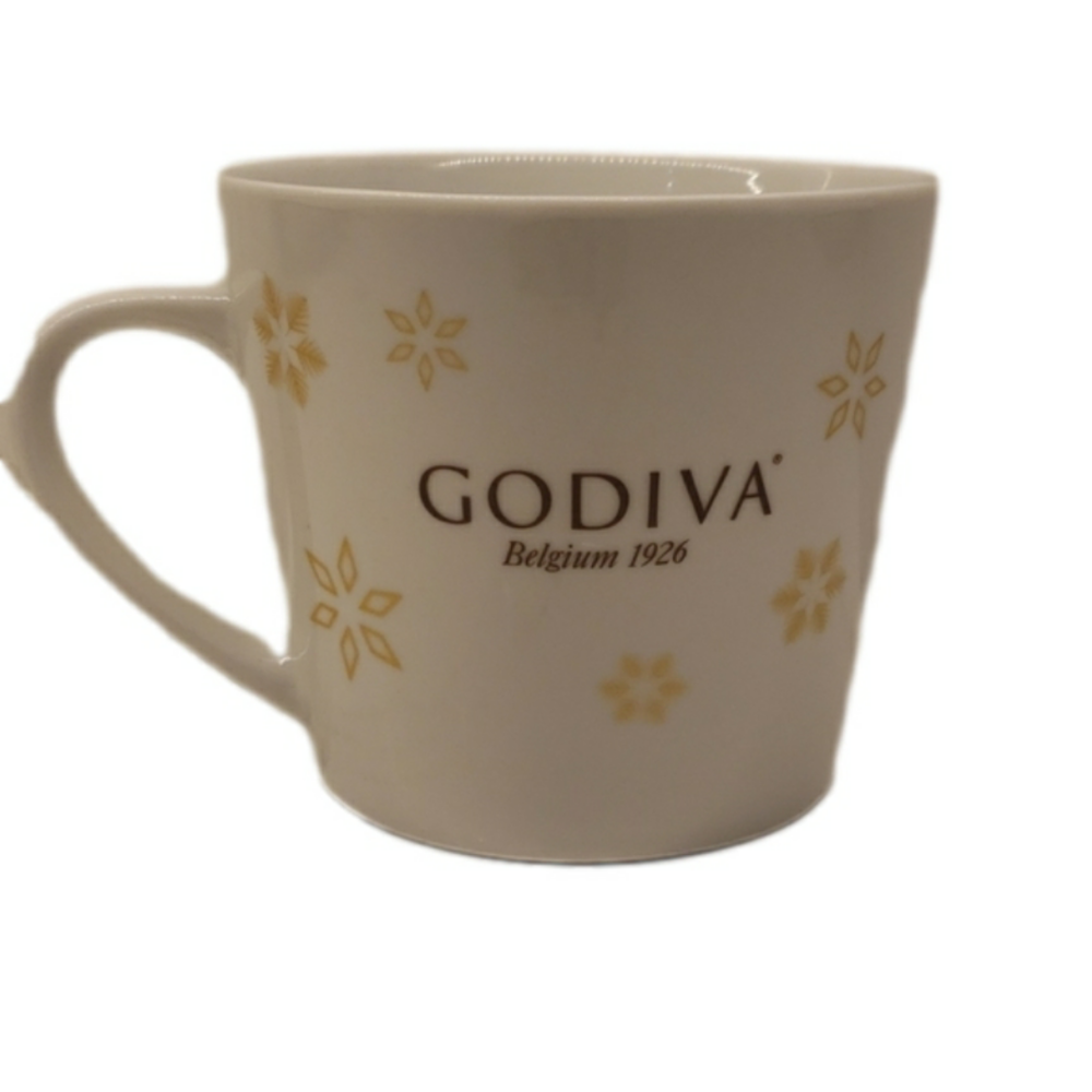 GODIVA Mug Christmas Snowflakes oversized porcelain mug 1926 Belgium 4"h…